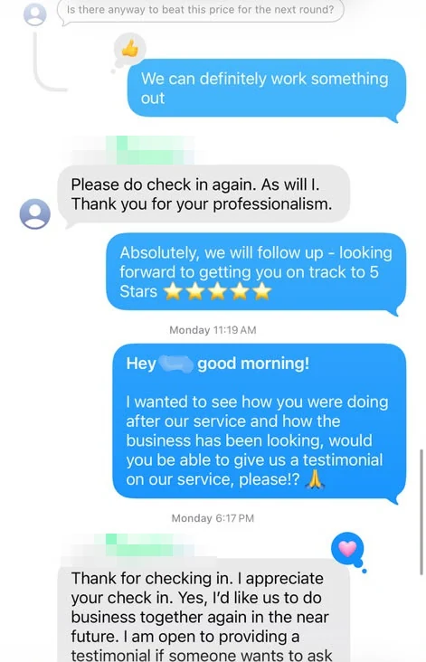 Client text: I'd like us to do business together again in the near future